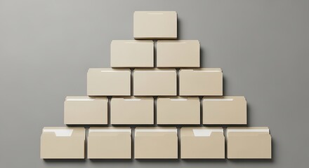 Organization structure displayed with stacked office file folders neatly piled