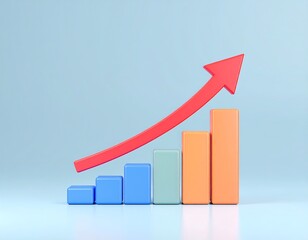 Colorful bar graph with upward trend
