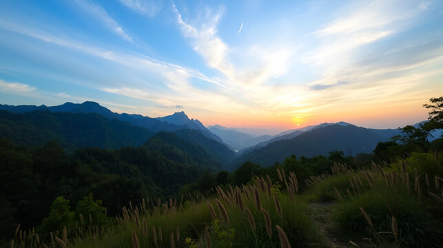 Summer landscape in Parang Mountains, at blue hour