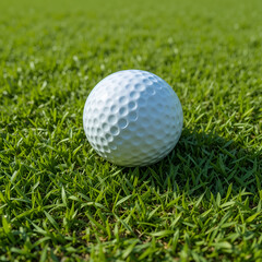 Fototapeta premium Mini-golf ball on artificial grass. Summer season game