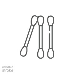 Cotton buds, hygiene icon. Simple outline style. Swab, pattern, flower, texture, health, medical, beauty concept. Thin line symbol. Isolated design editable stroke.