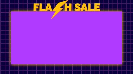 Dynamic flash sale announcement with vibrant purple background and electrifying lightning bolt graphic - Powered by Adobe