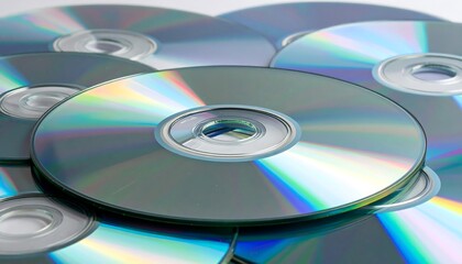 Stacked CDs close-up
