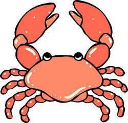 Cute Cartoon Red Crab Hand Drawn, Fisherman Aesthetic