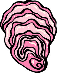 Pink Oyster Shell Hand Drawn, Fisherman Aesthetic