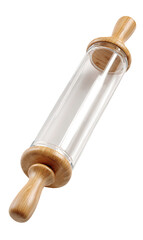 Transparent Rolling Pin with Wooden Handles and Logo on Transparent Background