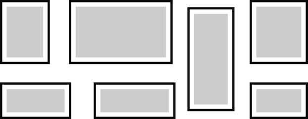 Set of rectangular photo or picture frame. Photo frame. Frame. Square frame set. Blank pictures. Vector decoration element. Black photo frame
