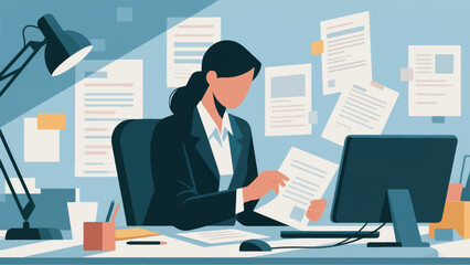 illustration of a busy office manager vector design template
