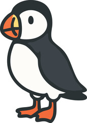 Puffin seabird with orange beak and feet