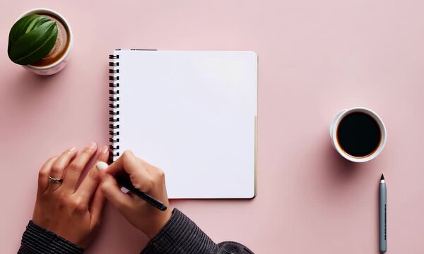 business woman writing on notepad