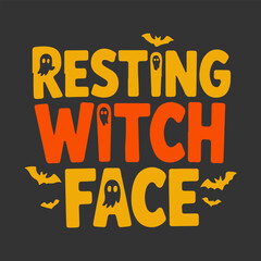 Hand lettering resting witch face halloween text halloween typography