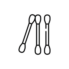 Cotton buds, hygiene icon. Simple outline style. Swab, pattern, flower, texture, health, medical, beauty concept. Thin line symbol. Isolated design.