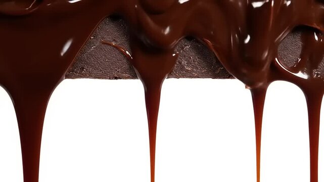 Rich chocolate drips over fudge