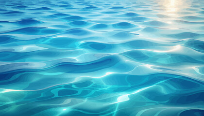 Serene blue water surface reflecting sunlight, vector illustration for calming background and digital design resource