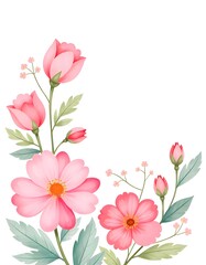 Fototapeta premium A delicate pink floral background with a beautiful blend of blossoms and leaves
