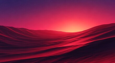 Crimson Sunset Over Rolling Hills.