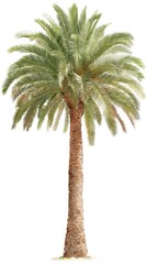 Fototapeta premium Isolated palm tree, light green fronds, tan trunk