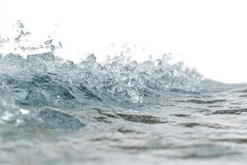 Close-up ocean wave cresting, frothy water