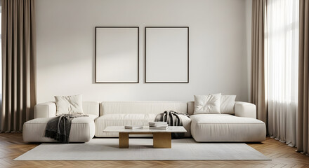 Modern minimalist living room interior design neutral colors cozy home decor