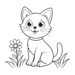 Cute Kitten Coloring Page Cartoon Cat Animal Illustration for Kids
