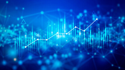 Fototapeta premium Stock market business and exchange financial growth graph. Business chart data graph diagram, business trading graph investment growth, global trend arrow up and down.