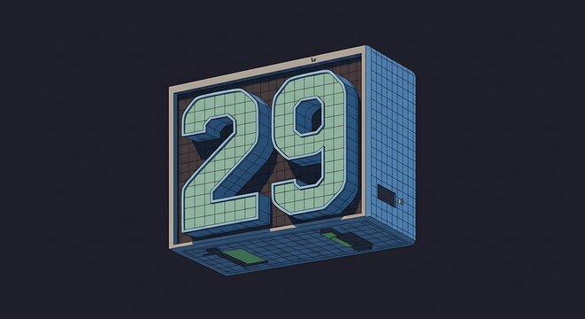 Number 29 in Retro Digital Display Style