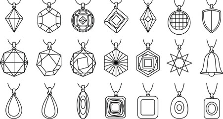 Fototapeta premium Necklace pendant designs jewelry vector outline