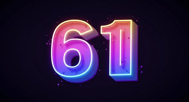Glowing Number 61 on Dark Background