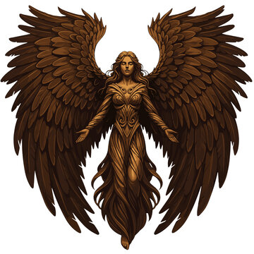 Majestic Winged Angelic Sculpture with Divine Aura and Intricate Details