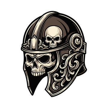 Scary Skull Warrior Helmet Emblem Art Design