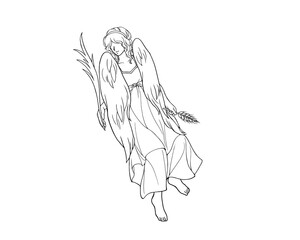 おとめ座の人物の線画イラスト