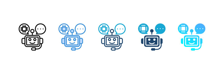 Virtual Assistant icon set multiple style collection