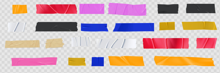 Set of sticky notes, realistic adhesive tape pieces vector illustration.