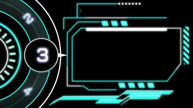 Futuristic HUD Section Title Animation on Black Background, number 3