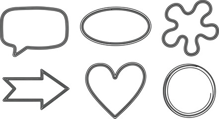 Collection of hand-drawn shapes and icons for design and communication