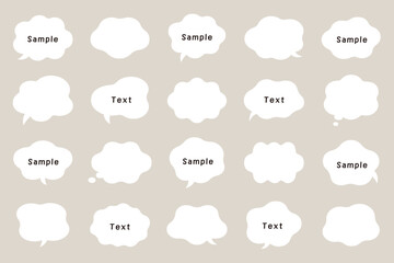 ふにゃふにゃの吹き出し　手描き　雲　フレーム　飾り　装飾　素材　イラスト　ベクター　セット　あしらい