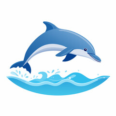 Fototapeta premium Dolphin Jumping Illustration in Flat Vector Marine Animal Design 