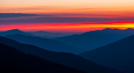 Obraz premium Sunset Over Mountain Ranges.