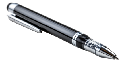 Elegant Pen: a luxurious black writing instrument, showcasing sleek design and fine craftsmanship. Perfect for business, writing and creative endeavors.