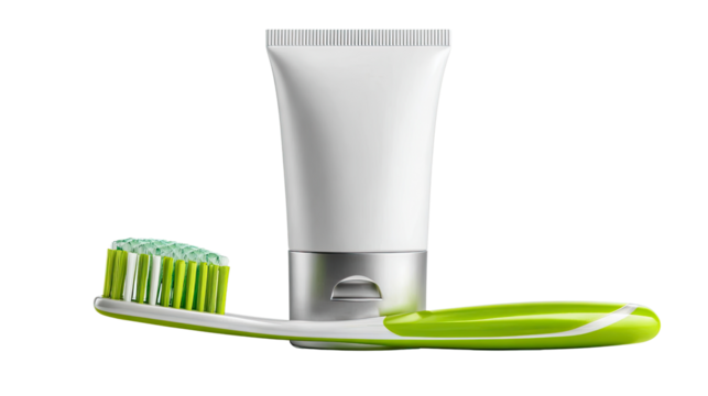 Oral Hygiene: A sleek toothbrush and toothpaste tube, essential tools for dental care. Depicting cleanliness and health. - Powered by Adobe