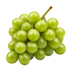 Fresh Green Grape Bunch Isolated on Transparent Background