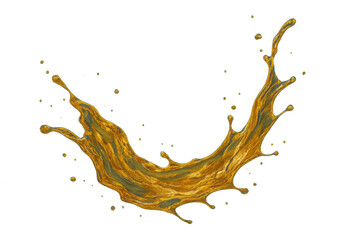 Golden liquid splashing dynamically, creating luxurious visual energy with transparent background enhancing design versatility