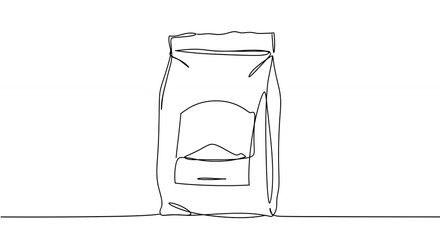 Single line drawing of bag of coffee