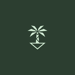 Geometric palm tree tropical line art minimalist logo design. © Leyde
