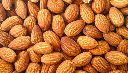 Fototapeta premium Close-up of ripe almond seeds, healthy and good for health.