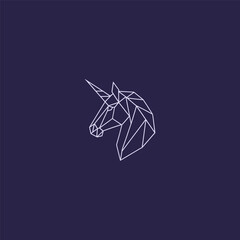 Unicorn head fantasy magic line art minimalist logo design.