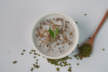 Traditional Indonesian mung bean dessert with coconut milk