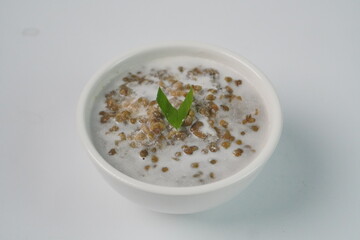 Traditional Indonesian mung bean dessert with coconut milk