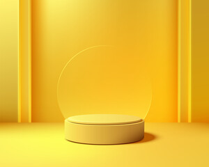 yellow 3d podium abstract background with modern minimalist stage for product display mockup showcase and elegant studio lighting design for presentation and exhibition projects