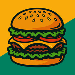 Delicious Burger Vector Illustration